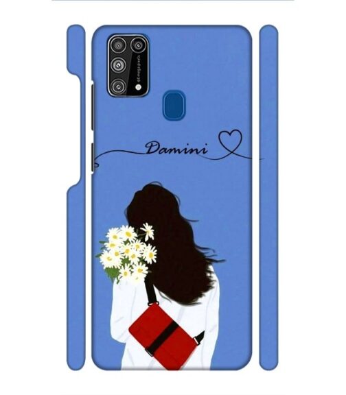 Sweet girl with back pose with flower Customize Text Samsung Galaxy M31 Mobile Cover