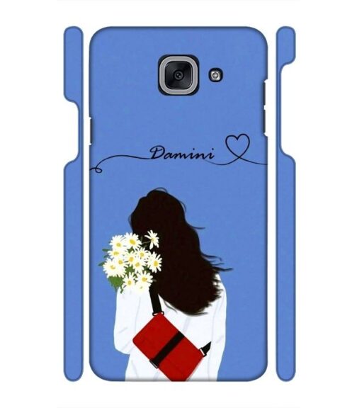 Sweet girl with back pose with flower Customize Text Samsung Galaxy J7 Max Mobile Cover