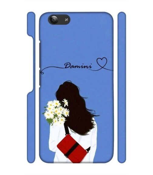 Sweet girl with back pose with flower Customize Text Vivo Y53 Mobile Cover