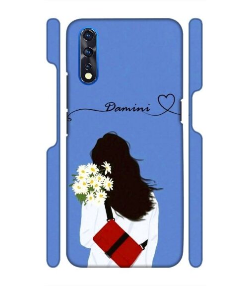Sweet girl with back pose with flower Customize Text Vivo Z1 X Mobile Cover
