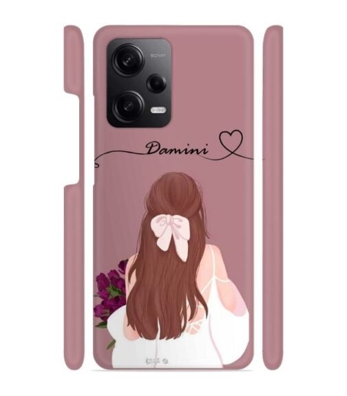 Sweet girl with back pose Customize Text Redmi Note 12 (5G) Mobile Cover