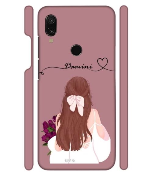 Sweet girl with back pose Customize Text Redmi 7 Mobile Cover