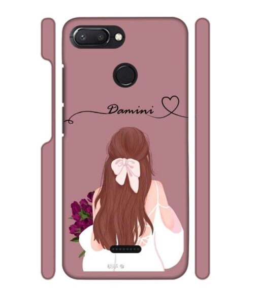 Sweet girl with back pose Customize Text Redmi 6 Mobile Cover