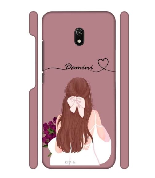 Sweet girl with back pose Customize Text Redmi 8 A Mobile Cover