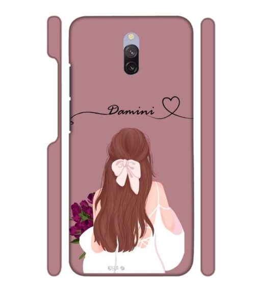 Sweet girl with back pose Customize Text Redmi 8A Dual Mobile Cover