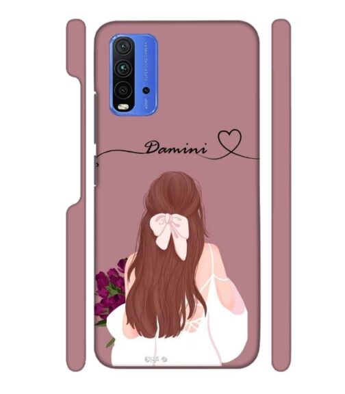 Sweet girl with back pose Customize Text Redmi 9 Power Mobile Cover
