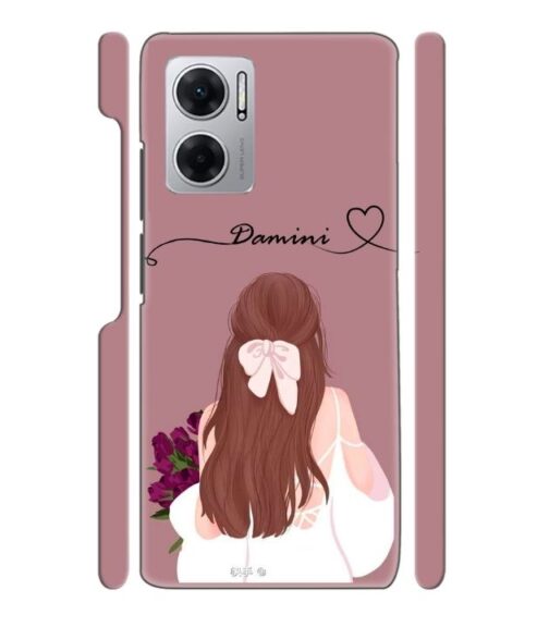 Sweet girl with back pose Customize Text Redmi 11 Prime (5G) Mobile Cover