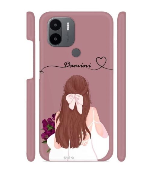 Sweet girl with back pose Customize Text Redmi A1 Plus Mobile Cover