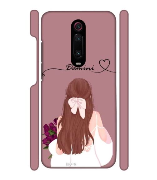 Sweet girl with back pose Customize Text Redmi K20 Mobile Cover