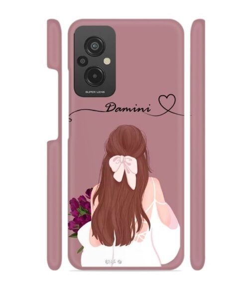 Sweet girl with back pose Customize Text Redmi 11 Prime (4G) Mobile Cover