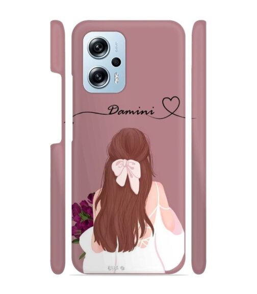 Sweet girl with back pose Customize Text Redmi K50i 5G Mobile Cover