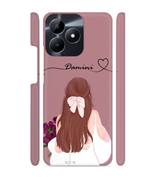 Sweet girl with back pose Customize Text Realme C53 Mobile Cover