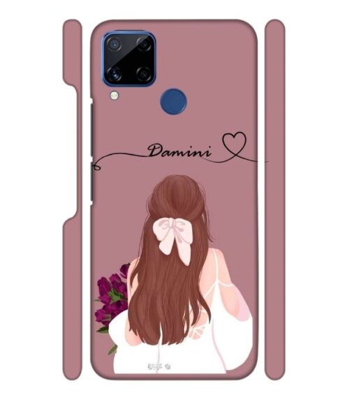 Sweet girl with back pose Customize Text Realme C15 Mobile Cover