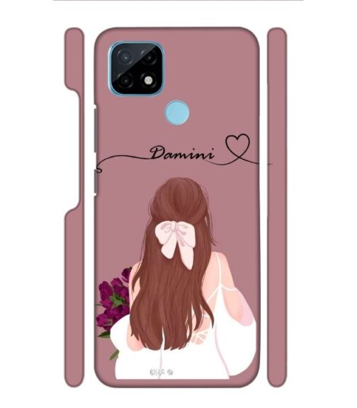 Sweet girl with back pose Customize Text Realme C21 Mobile Cover