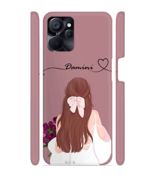 Sweet girl with back pose Customize Text Realme 9i (5G) Mobile Cover