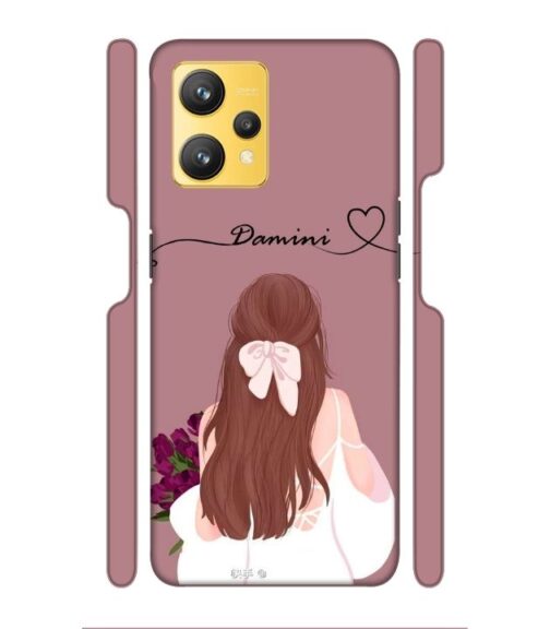 Sweet girl with back pose Customize Text Realme 9 Mobile Cover