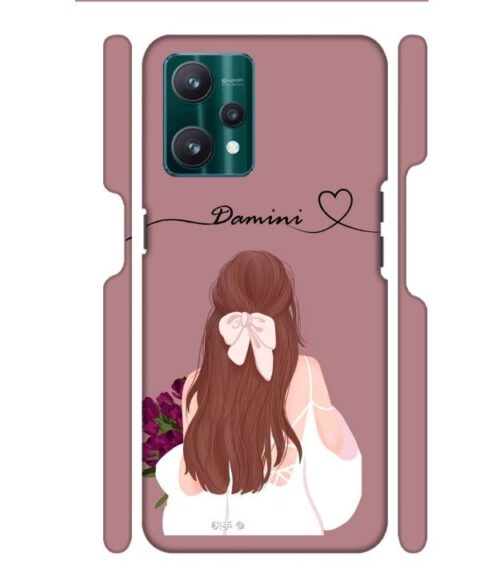 Sweet girl with back pose Customize Text Realme 9 Pro Mobile Cover