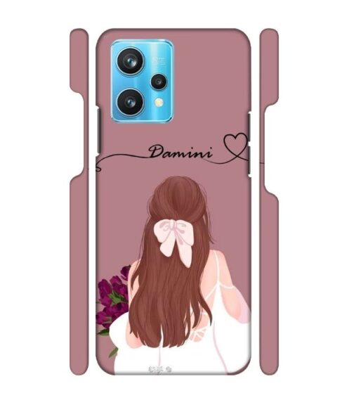 Sweet girl with back pose Customize Text Realme 9 Pro Plus Mobile Cover