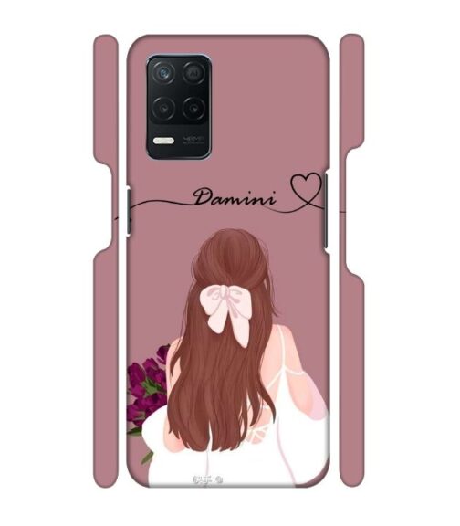 Sweet girl with back pose Customize Text Realme 9 (5G) Mobile Cover