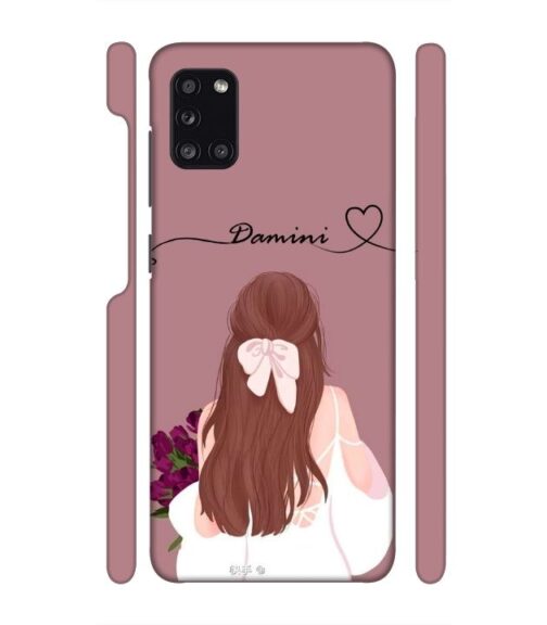 Sweet girl with back pose Customize Text Samsung Galaxy A31 Mobile Cover