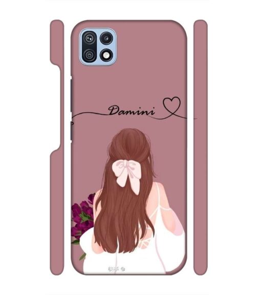 Sweet girl with back pose Customize Text Samsung Galaxy F42 (5G) Mobile Cover