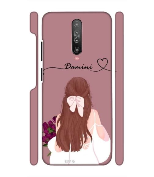 Sweet girl with back pose Customize Text Poco X2 Mobile Cover