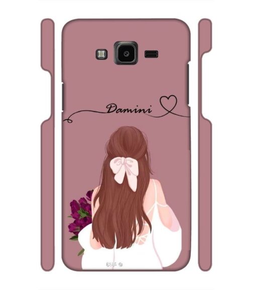 Sweet girl with back pose Customize Text Samsung Galaxy J7 (2016) Mobile Cover