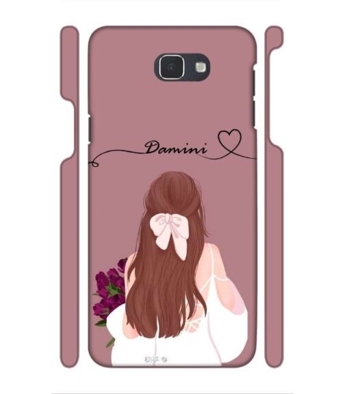 Sweet girl with back pose Customize Text Samsung Galaxy J7 Prime Mobile Cover