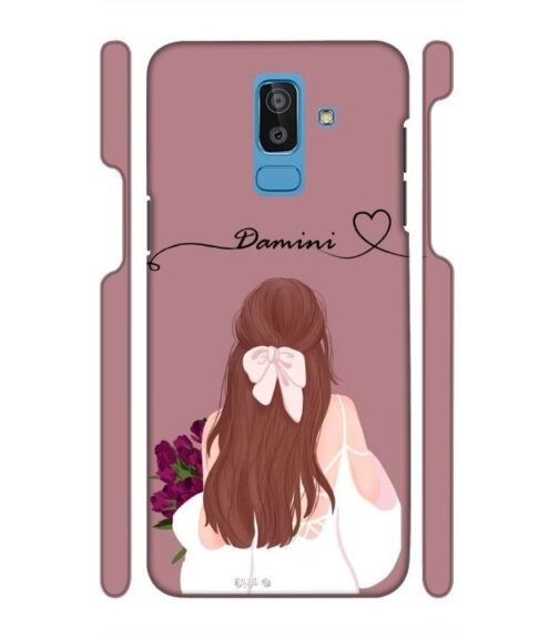 Sweet girl with back pose Customize Text Samsung Galaxy J8 Mobile Cover