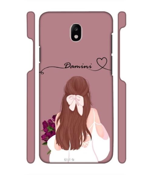 Sweet girl with back pose Customize Text Samsung Galaxy J7 (2017) Mobile Cover