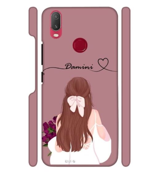 Sweet girl with back pose Customize Text Vivo Y95 Mobile Cover