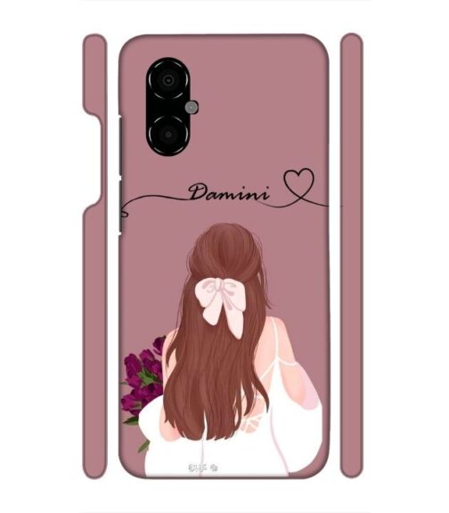 Sweet girl with back pose Customize Text Poco M5 5G Mobile Cover