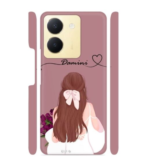 Sweet girl with back pose Customize Text Vivo Y27 Mobile Cover