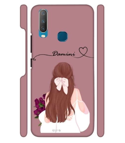 Sweet girl with back pose Customize Text Vivo Y19 Mobile Cover