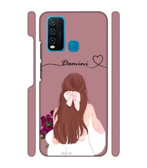 Sweet girl with back pose Customize Text Vivo Y30 Mobile Cover