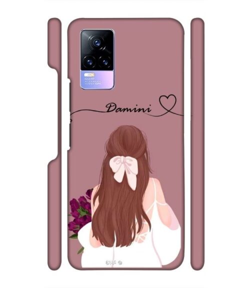 Sweet girl with back pose Customize Text Vivo Y73 Mobile Cover