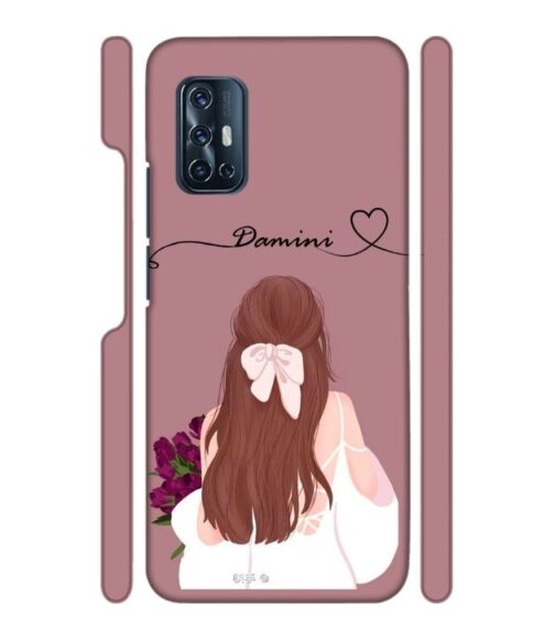 Sweet girl with back pose Customize Text Vivo V17 Mobile Cover