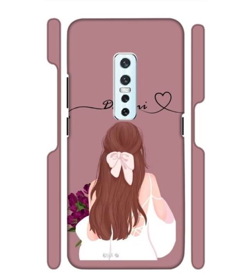 Sweet girl with back pose Customize Text Vivo V17 Pro Mobile Cover