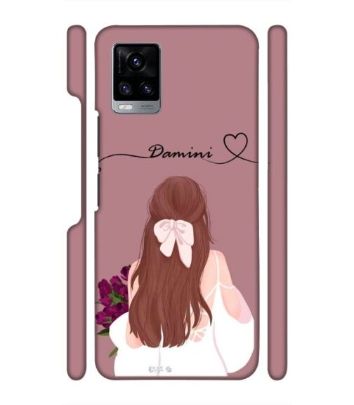 Sweet girl with back pose Customize Text Vivo V20 Pro Mobile Cover