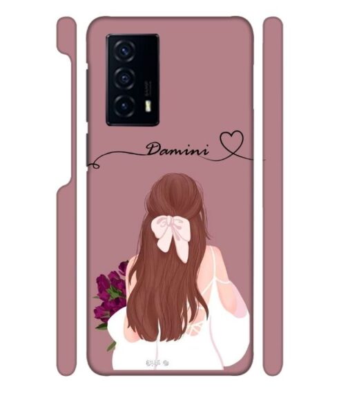 Sweet girl with back pose Customize Text Vivo V23 E (5G) Mobile Cover