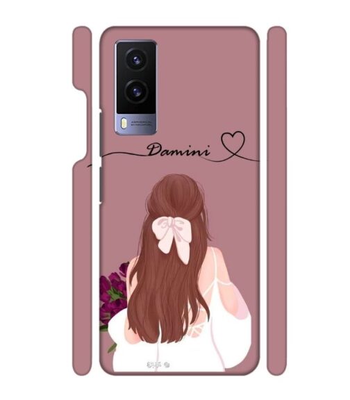 Sweet girl with back pose Customize Text Vivo V21 E Mobile Cover