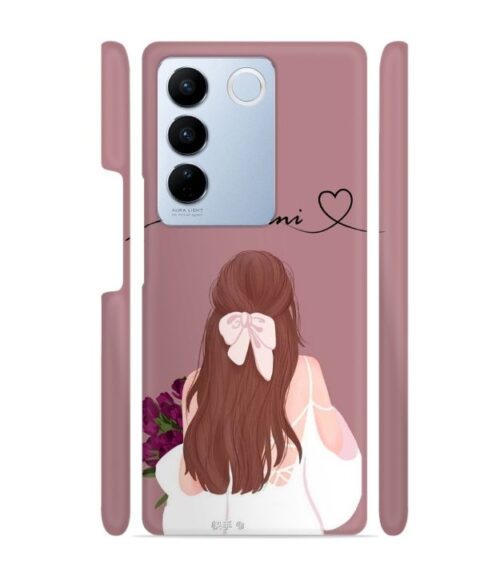 Sweet girl with back pose Customize Text Vivo V27 5G Mobile Cover