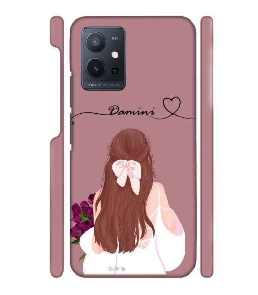 Sweet girl with back pose Customize Text Vivo T1 (5) Mobile Cover