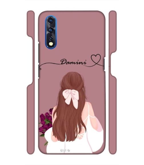 Sweet girl with back pose Customize Text Vivo Z1 X Mobile Cover