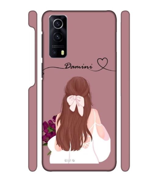 Sweet girl with back pose Customize Text iQOO Z3 Mobile Cover