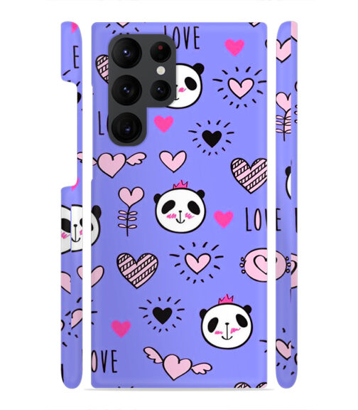 Love text with panda emoji Samsung Galaxy S22 Ultra Mobile Cover
