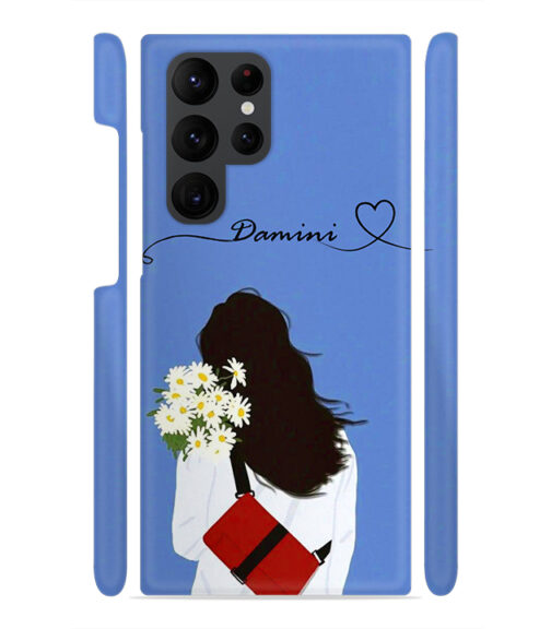 Sweet girl with back pose Customize Text Samsung Galaxy S22 Ultra Mobile Cover