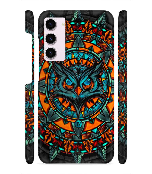 Ai generated owl face graphics Samsung Galaxy S23 5G Mobile Cover