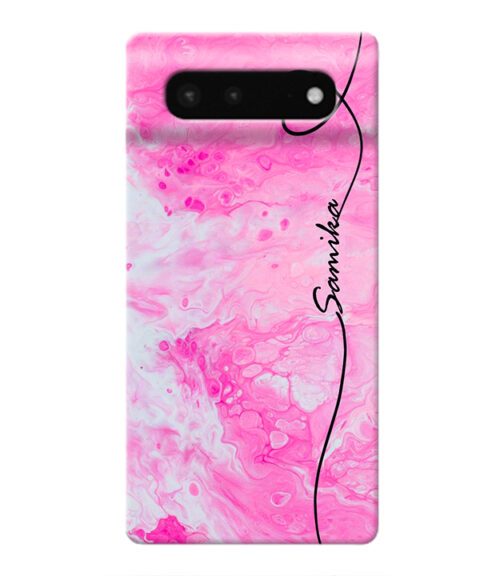Customize text with pink color abstract painting Google pixel 6 Mobile Cover