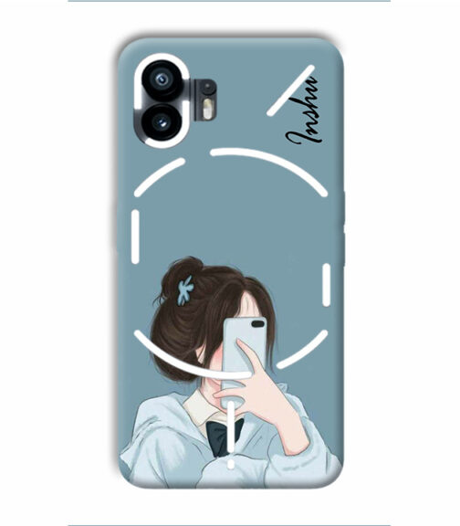 Customize text with girl mirror selfi pose graphics Nothing Phone 2 Mobile Cover